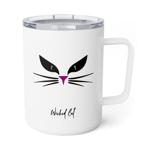 mug with 'Wicked Cat Wickedly Awesome Insulated Travel 10oz' graphic on a white background