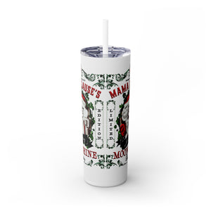 mug with 'Mama Claus Moonshine Christmas Insulated Tumbler 20oz' graphic on a white background
