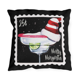 throw pillow with 'Merry Margarita Holiday Decor' design