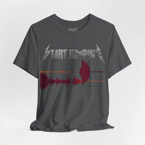 Military green t-shirt with 'Virginia Tech Metallica Seismograph Chart' design on a white background
