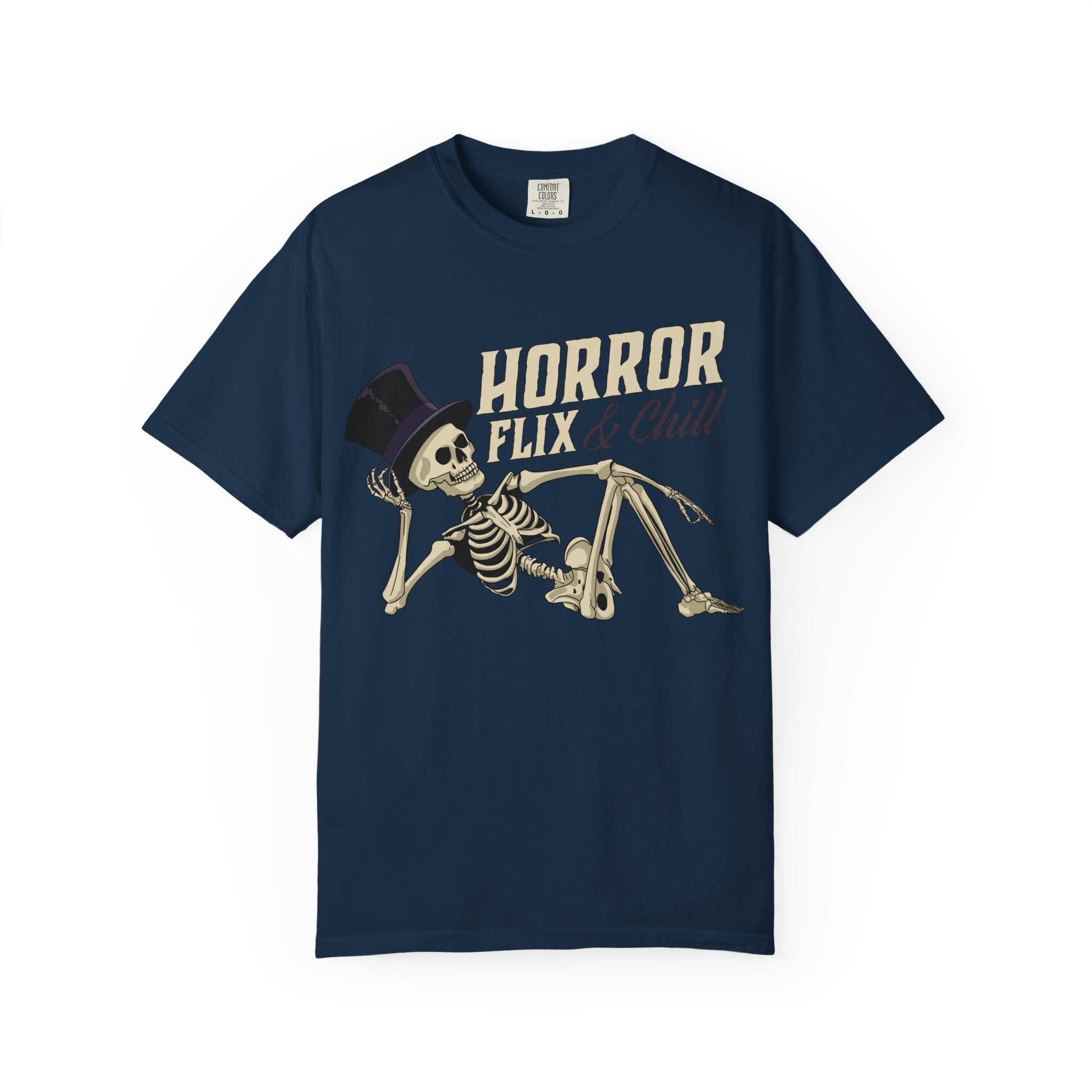 Horror Flix & Chill Skeleton Halloween T-Shirt Comfort Colors®