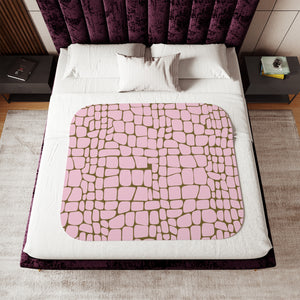 soft sherpa blanket with 'Pink & Brown Crocodile Print' design
