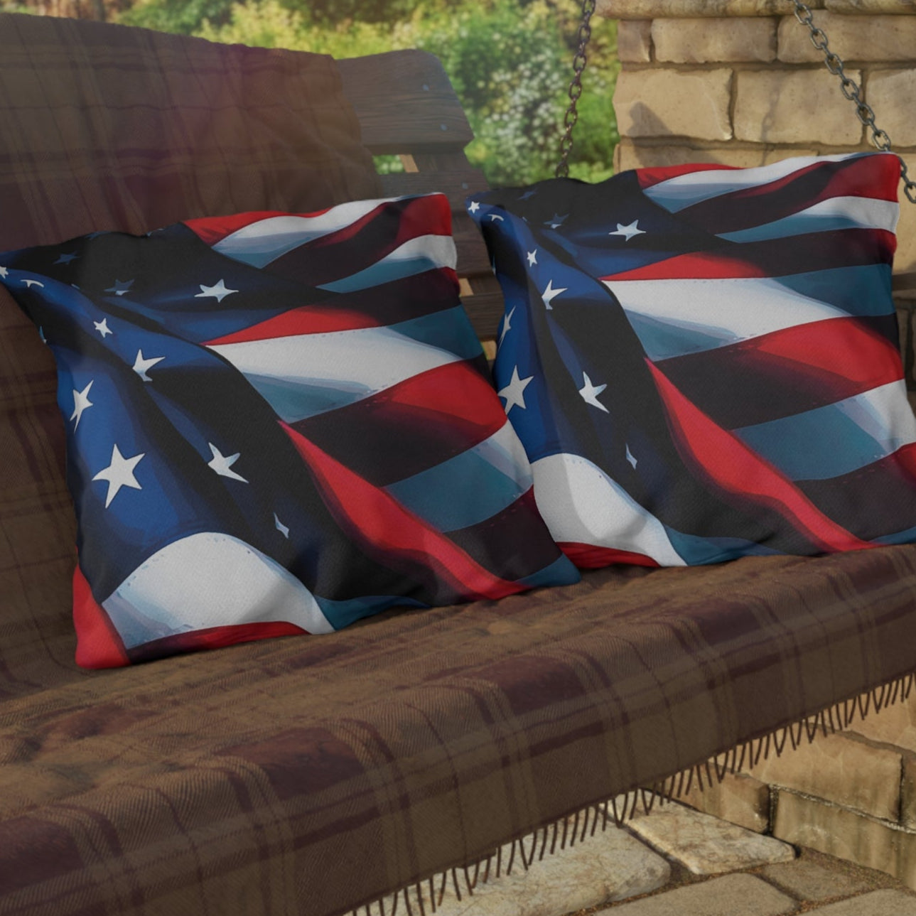 American Flag Patriotic Decor Outdoor Indoor Accent Pillow