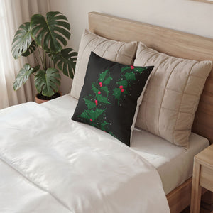 Christmas Holly Berry Velvet Pillow