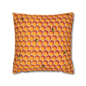 throw pillow with 'Honeycomb Bees Spring Accent Cover' design