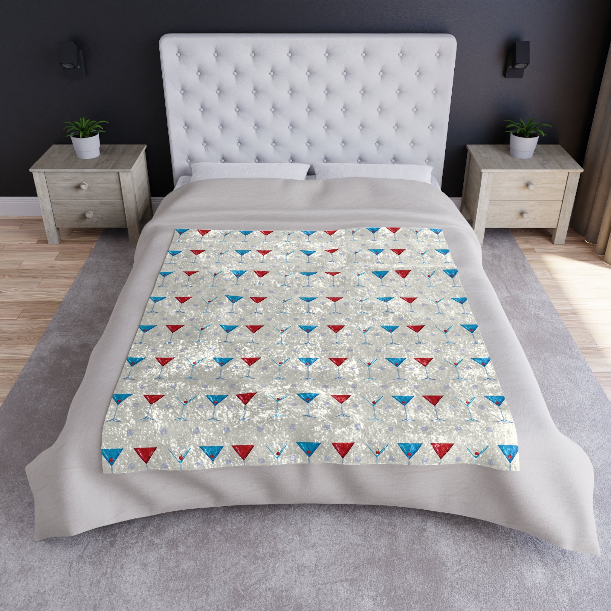 Red, White, and Blue Martinis Chic Patriotic Throw Blanket