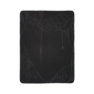 Spiderweb Black Halloween Plush Sherpa Throw Blanket