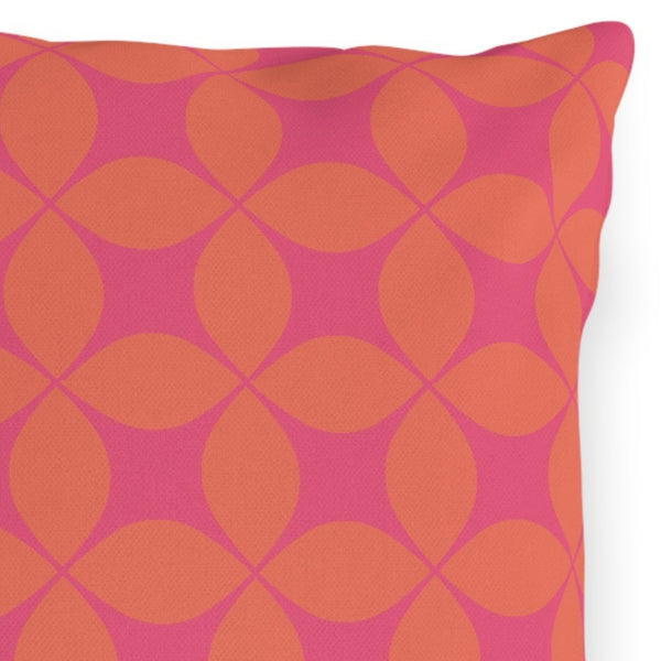 Pink & Orange Art Deco Indoor Outdoor Throw Pillow
