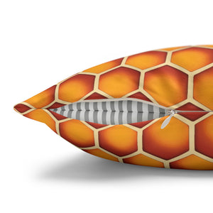 throw pillow with 'Honeycomb Bees Spring Accent Cover' design