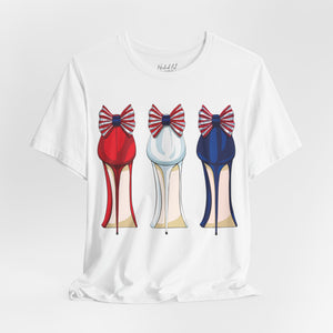 Natural t-shirt with 'Patriotic Fashion July 4th' design on a white background