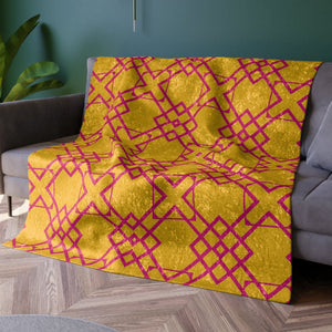 Vibrant Yellow & Pink Geometric Decorative Throw