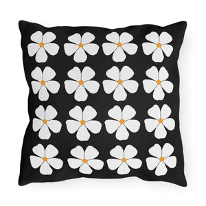 throw pillow with 'Black & White Floral Spring' design