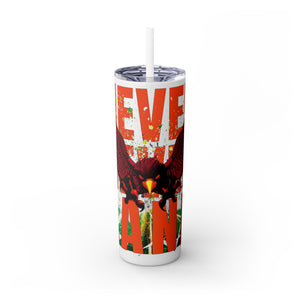 mug with 'Virginia Tech Hokies Football Tumbler 20oz' graphic on a white background