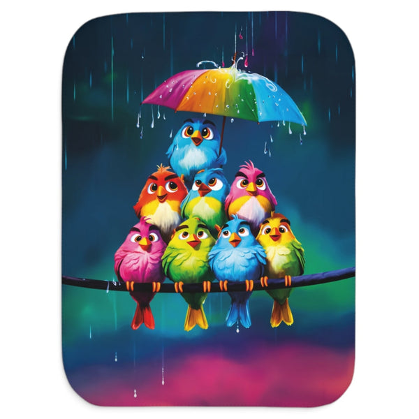 Cute Rainbow Birds Colorful Sherpa Baby Blanket