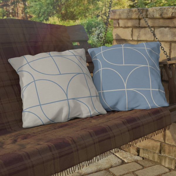 Blue & White Art Deco Indoor Outdoor Throw Pillow