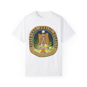 Yoga Skeleton Camping Adventure Awaits T-Shirt