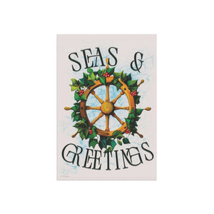 Garden flag with 'Nautical Seas & Greetings Funny Christmas' design