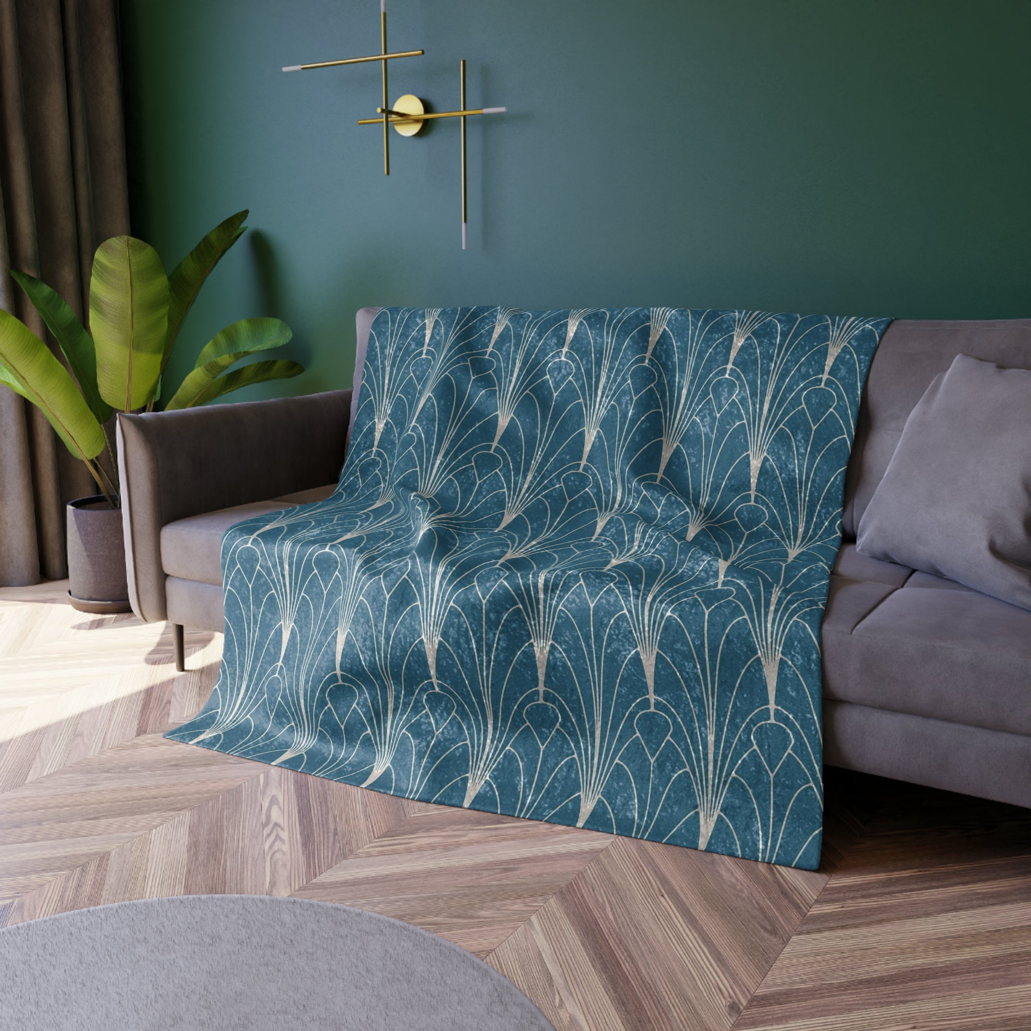 Blue Art Deco Decorative Throw Blanket
