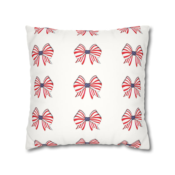 Patriotic Bows 4th of July Soft Accent Pillow Cover
