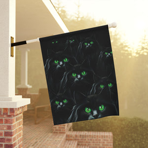 Garden flag with 'Black Cat Eyes Halloween' design