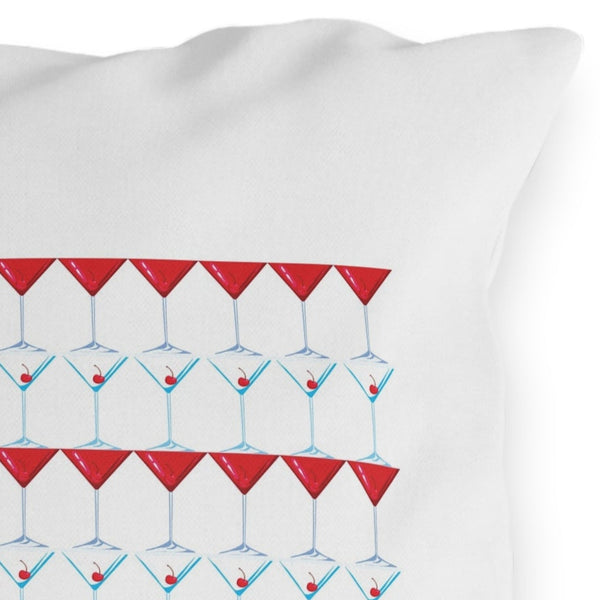 Martini American Flag Patriotic Outdoor Indoor Throw Pillow