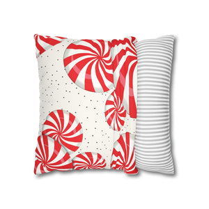 throw pillow with 'Peppermint Candy Canes Cover Holiday' design