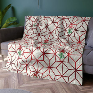 Art Deco Throw Blanket Christmas Mistletoe Holiday Decor