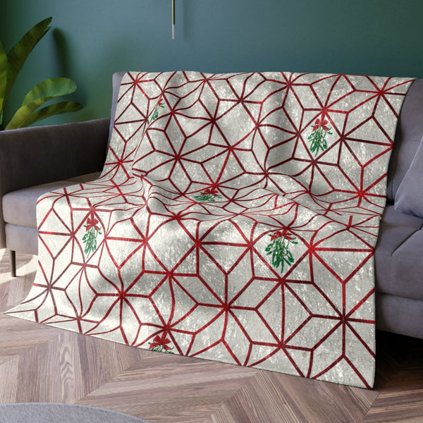 Art Deco Throw Blanket Christmas Mistletoe Holiday Decor