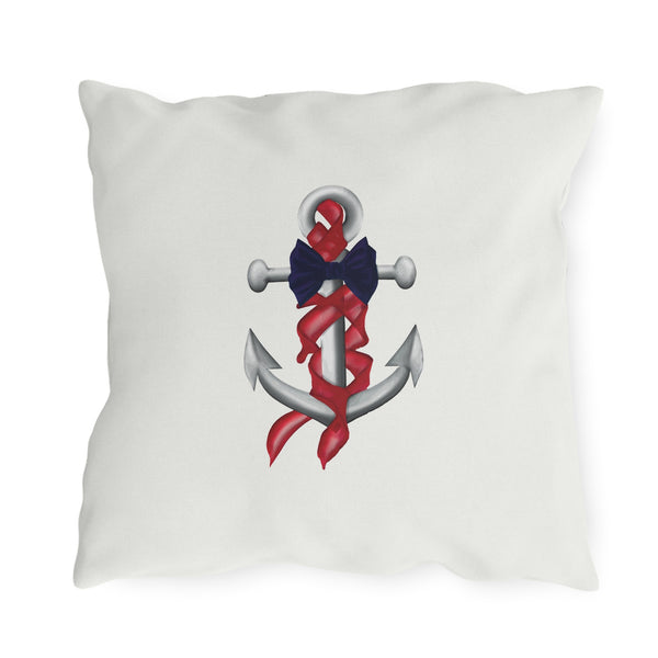 Red White Blue Nautical Theme Outdoor Indoor Throw Pillow