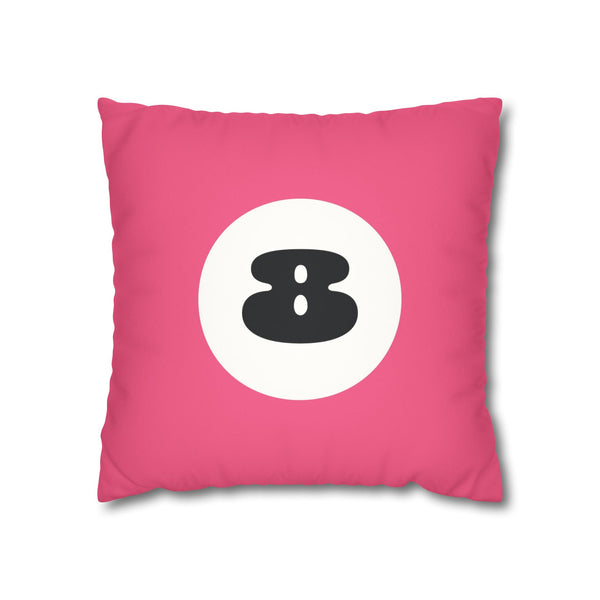 Pink 8 Ball Faux Suede Decorative Pillow Cover