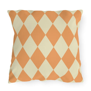 Reversible Orange Harlequin Indoor Outdoor Pillow