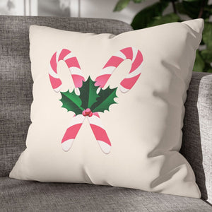 throw pillow with 'Pastel Pink Cover Candy Cane Christmas' design