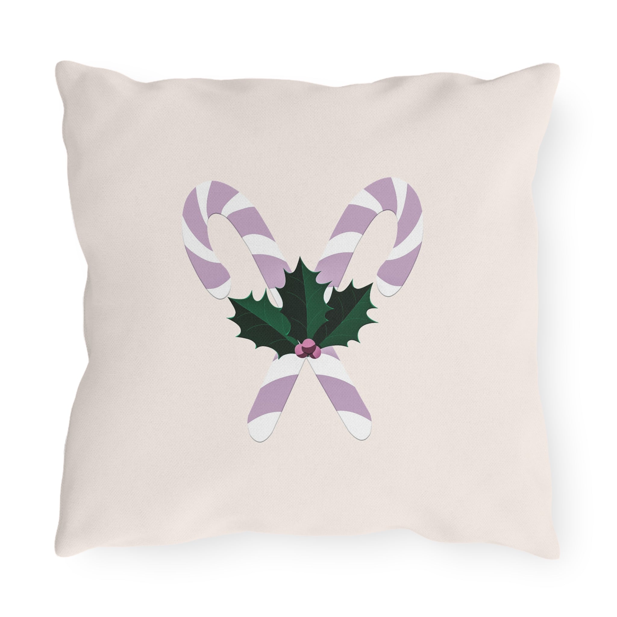 Lilac Candy Cane Ivy Christmas Throw Pillow