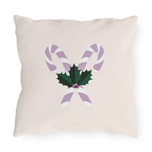throw pillow with 'Pastel Candy Cane Christmas Decor' design