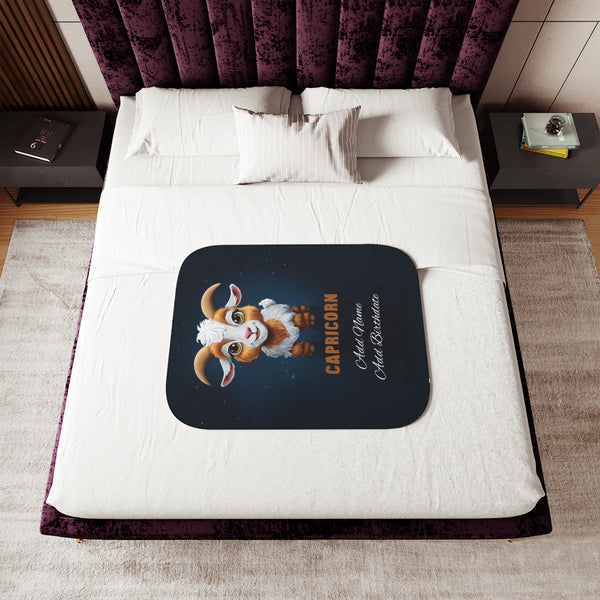 Personalized Capricorn Zodiac Sherpa Baby Blanket
