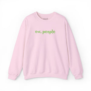 Light Pink sweatshirt with 'ew, people' embroidered on the front on a white background.