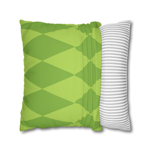 Reversible Green Spring Harlequin Pillow Cover