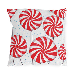 throw pillow with 'Candy Cane Reversible Christmas' design