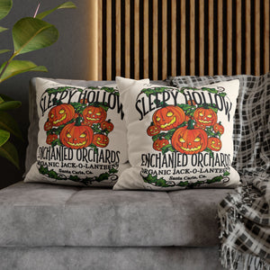 throw pillow with 'Sleepy Hollow Orchards Halloween Soft Cover' design