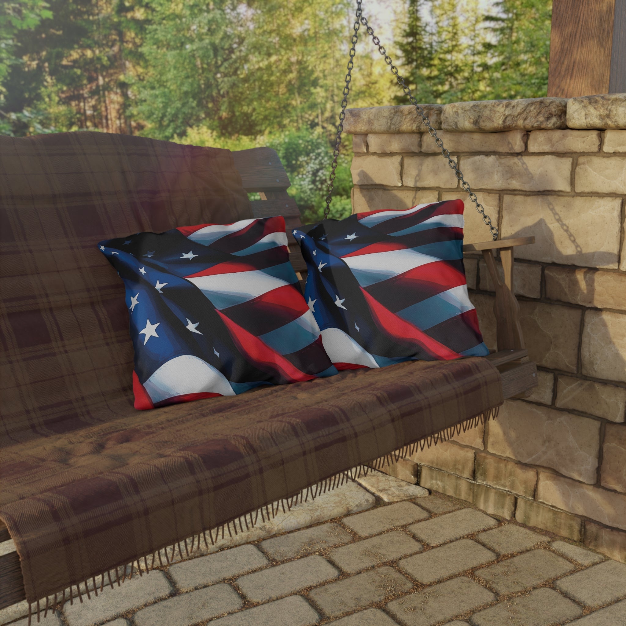 American Flag Patriotic Decor Outdoor Indoor Accent Pillow