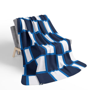 Checkered Blue Whimsical Sherpa Throw
