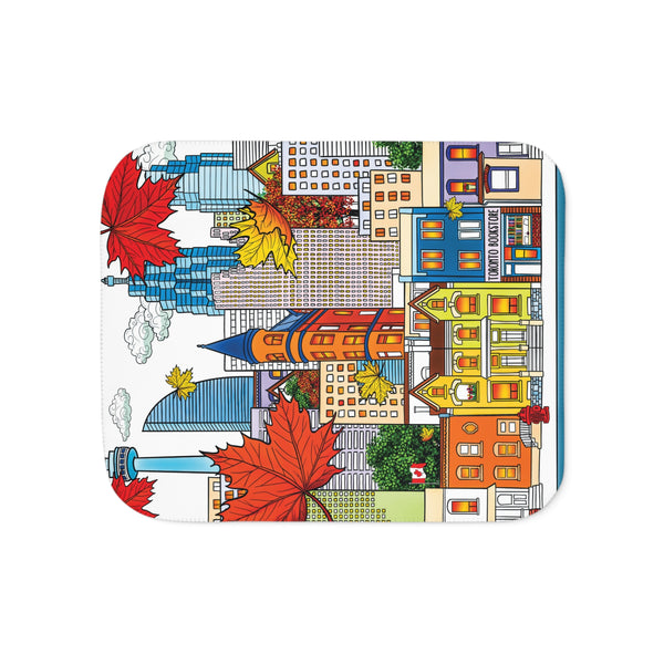 Whimsical Toronto Canada Sherpa Baby Blanket