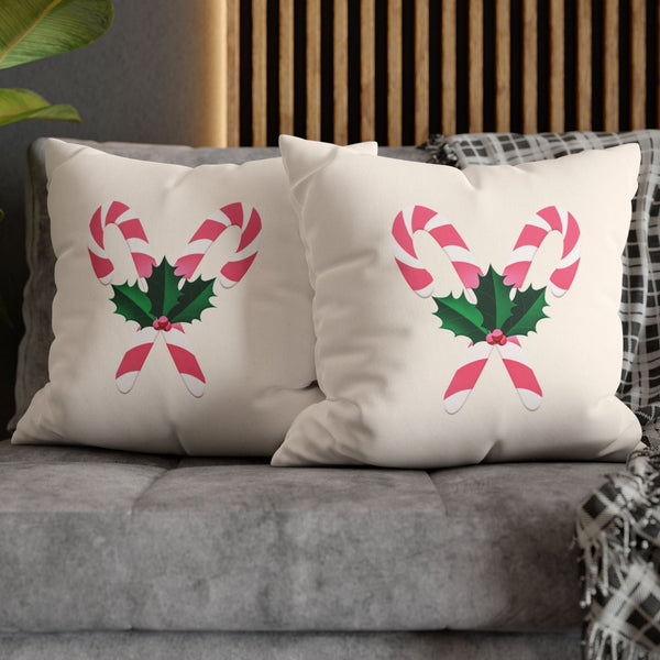 Pastel Pink Pillow Cover Candy Cane Christmas Throw Pillow