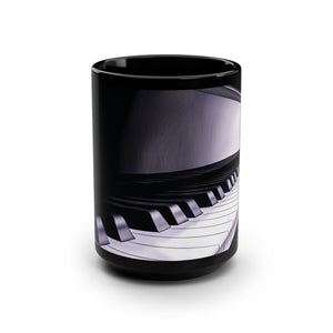 mug with 'Piano Music Lovers' graphic on a white background