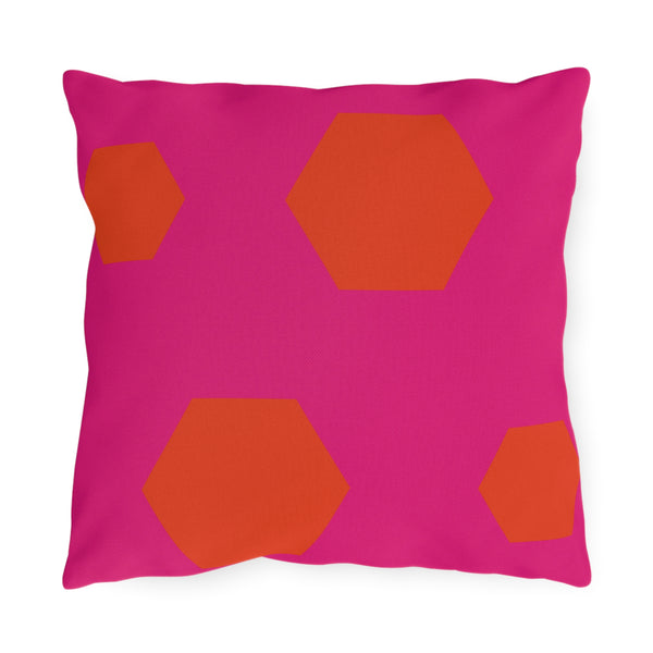 Vibrant Pink & Orange Reversible Indoor Outdoor Throw Pillow