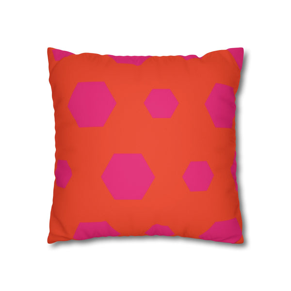 Pink & Orange Reversible Faux Suede Pillow Cover