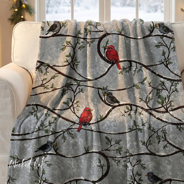 Snow Birds Grey Decorative Throw