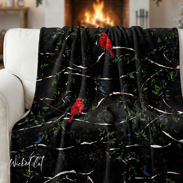 Snow Birds Midnight Blue Decorative Throw