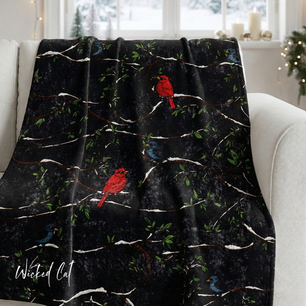 Snow Birds Midnight Blue Decorative Throw