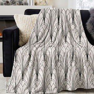 White and Black Art Deco Decorative Throw Blanket